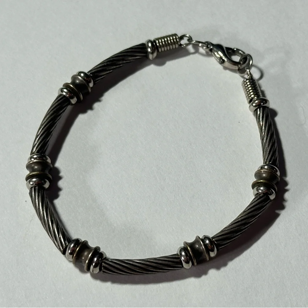 OlderBrotherCore 90s Y2K Tribal Rubber Black Cable Beaded Bracelet Emo Scene